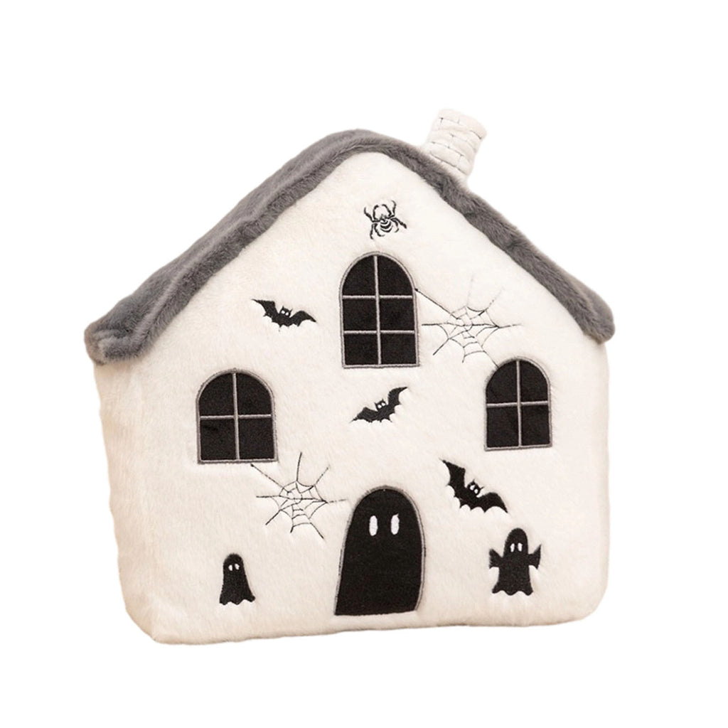 Halloween Ghost Reading Book Throw Pillow Cover, Spooky Library Bookshelf Skull Candlestick Decorative Pillowcase, Retro Halloween Cushion Cover