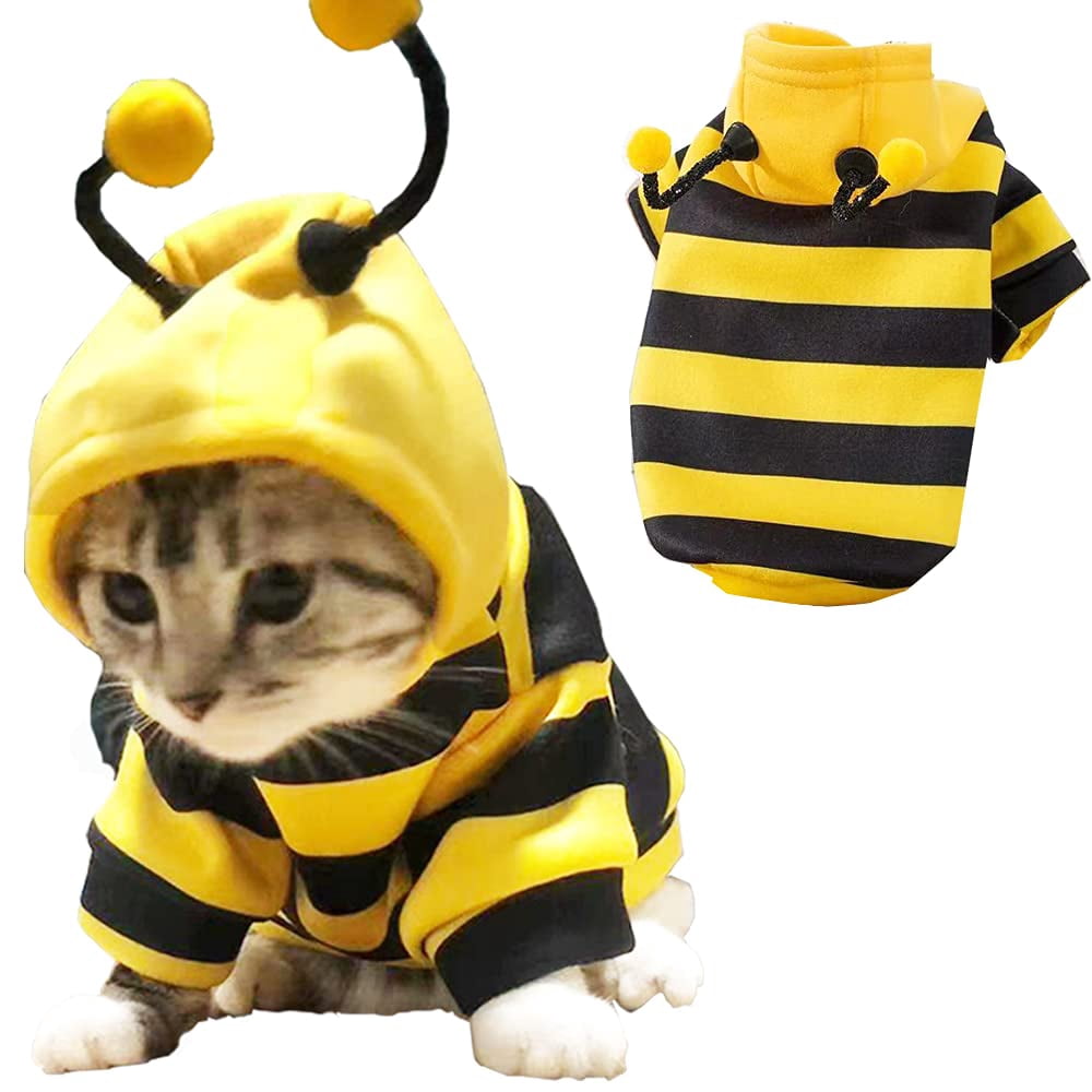 WILLED Pet Bee Halloween Costume, Dog Hoodies for Cats and Small Dogs, Holiday Cosplay Warm Clothes, Cute Puppy Christmas Outfits