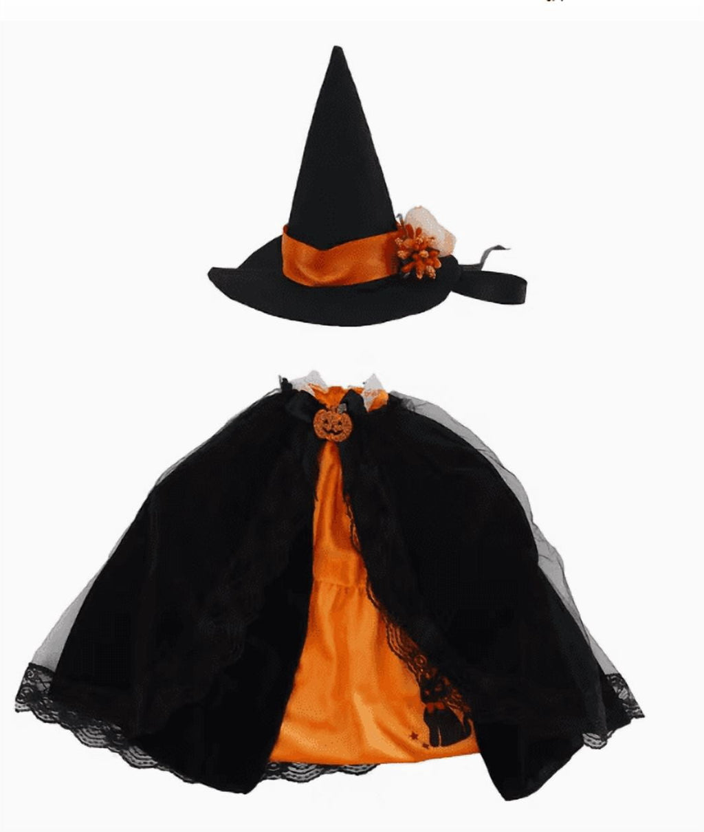 Bat Witch Hat Spiderweb Halloween Goose Clothes Fit 17/23In Cement Plastic Lawn Goose, Stylish Full Set for Outdoor Yard Patio Garden Seasonal Halloween Home Ornamental Arrangement