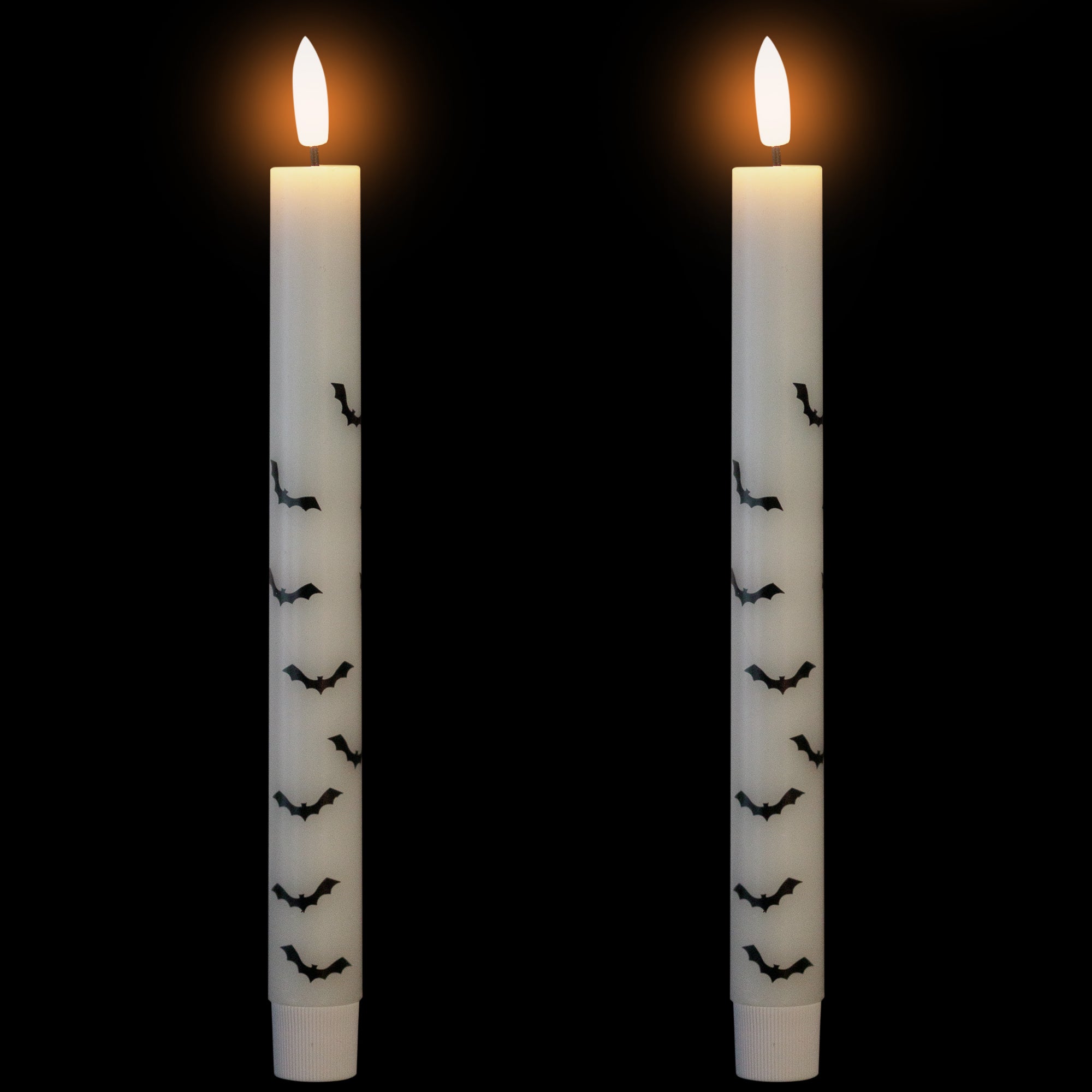 Northlight LED Flickering Flameless Wax Tapered Flying Bats Halloween Candles - 9.75" - Set of 2