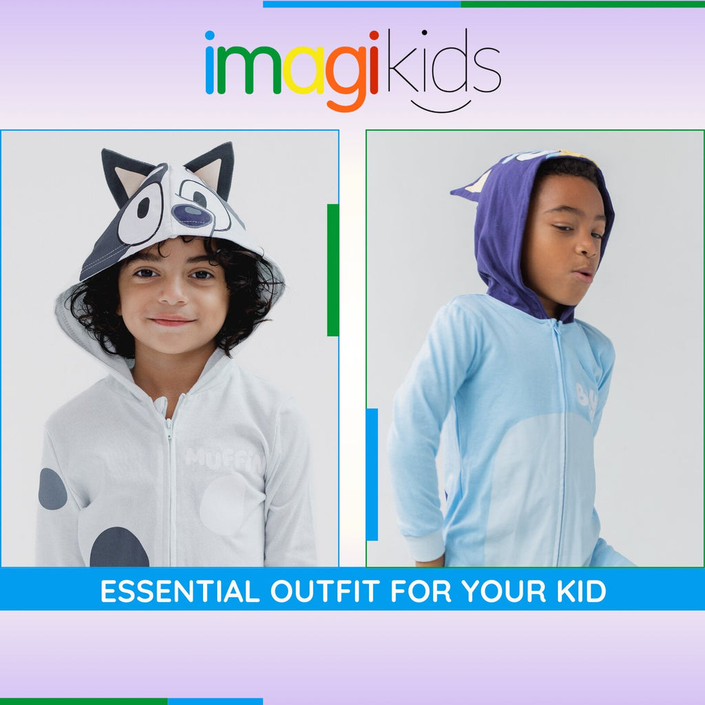 Bluey Little Kids' Boy or Girl Cosplay Hooded Coverall Bingo Orange