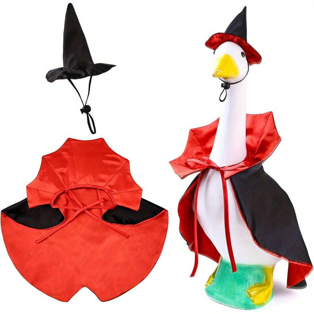 Bat Witch Hat Spiderweb Halloween Goose Clothes Fit 17/23In Cement Plastic Lawn Goose, Stylish Full Set for Outdoor Yard Patio Garden Seasonal Halloween Home Ornamental Arrangement