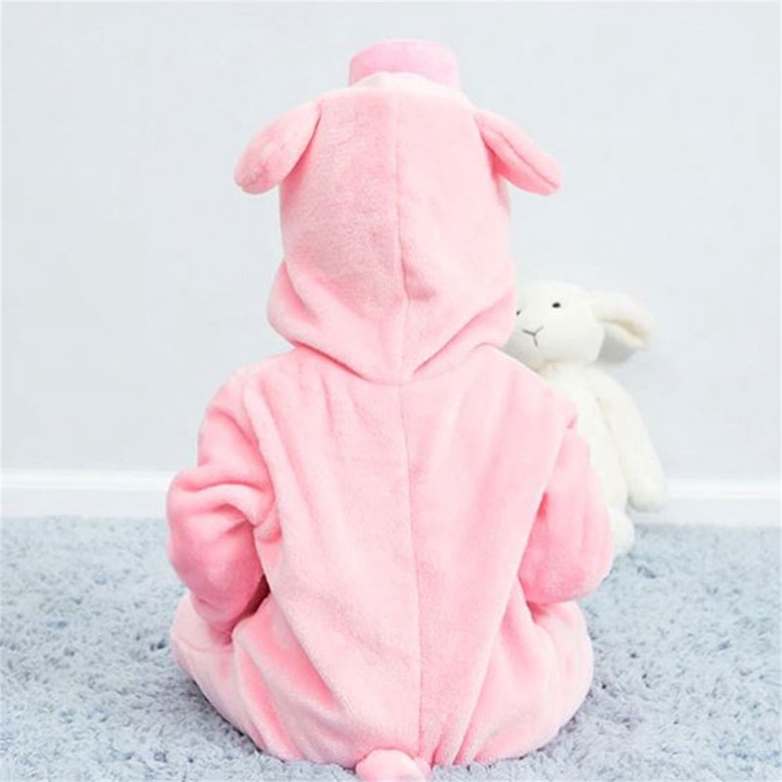 WIBACKER 0-3T Unisex Baby Animal Costume Winter Autumn Flannel Hooded Romper Christmas and Halloween Dinosaur Cosplay Jumpsuit