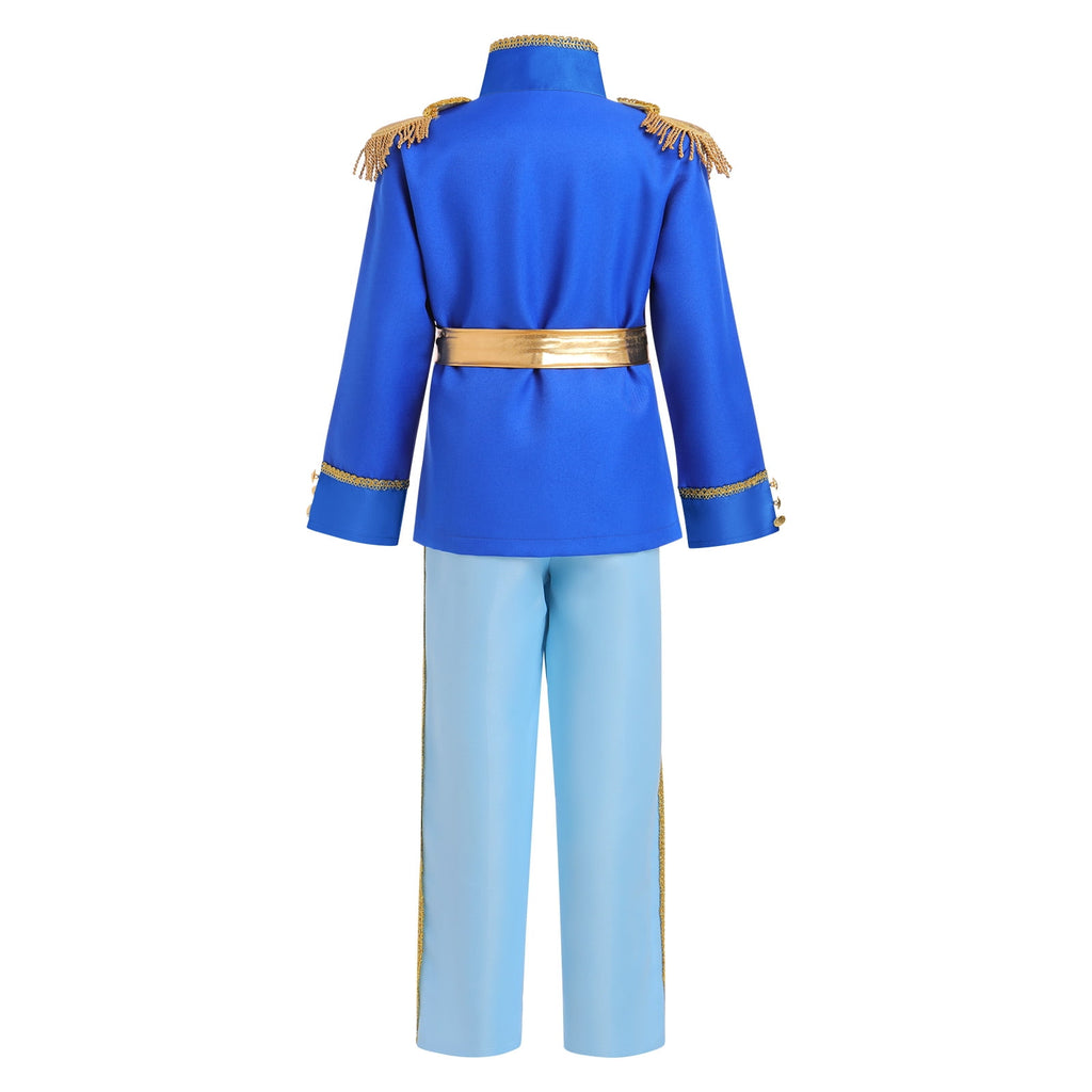 IBTOM CASTLE Boys Prince Charming Costume Halloween Cosplay Dress up Birthday Party Medieval Royal Prince Outfits for Toddler Child 3-4 Years Red 4pcs