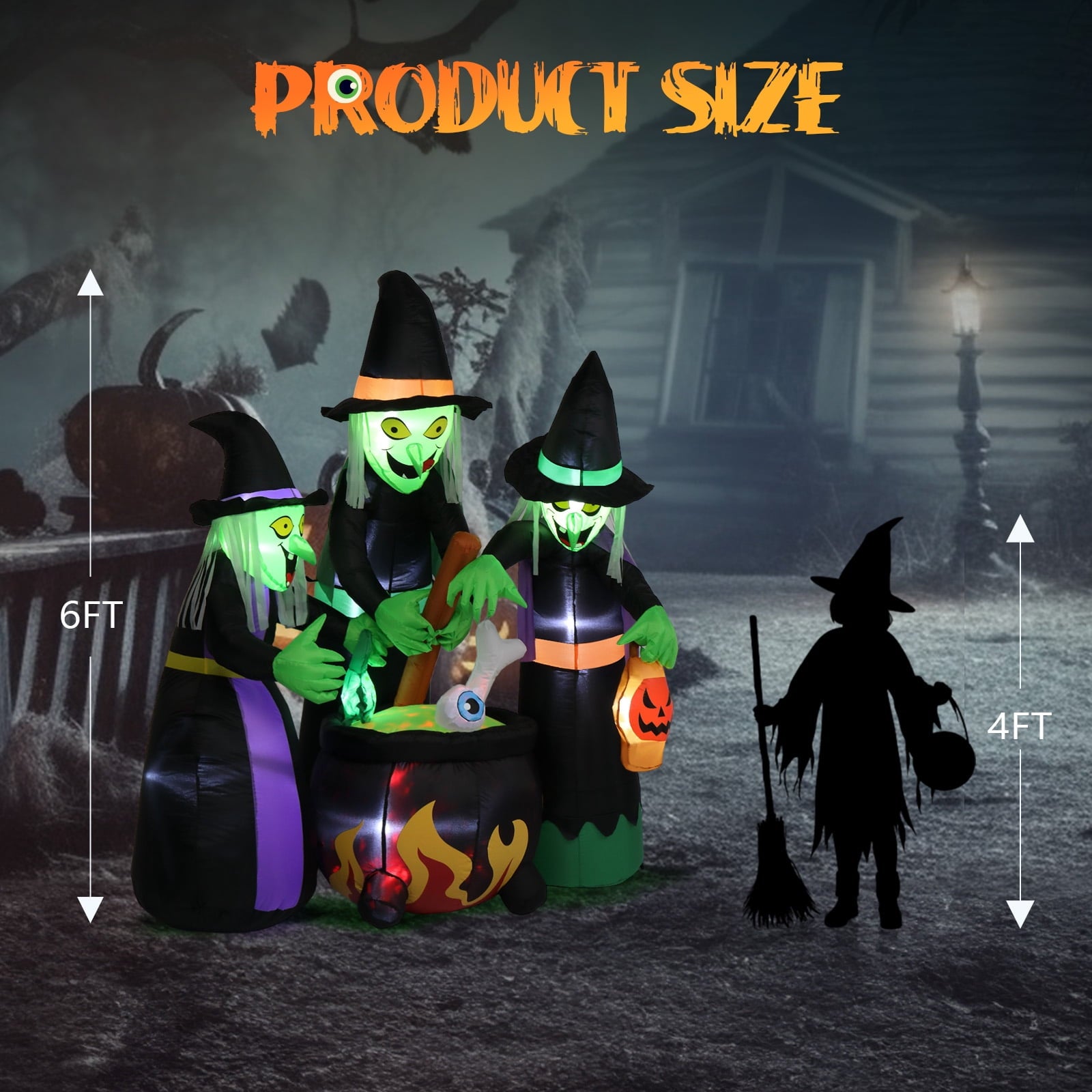 Ktaxon 6' Halloween Inflatables Outdoor Halloween Witches Decoration Blow up Witches