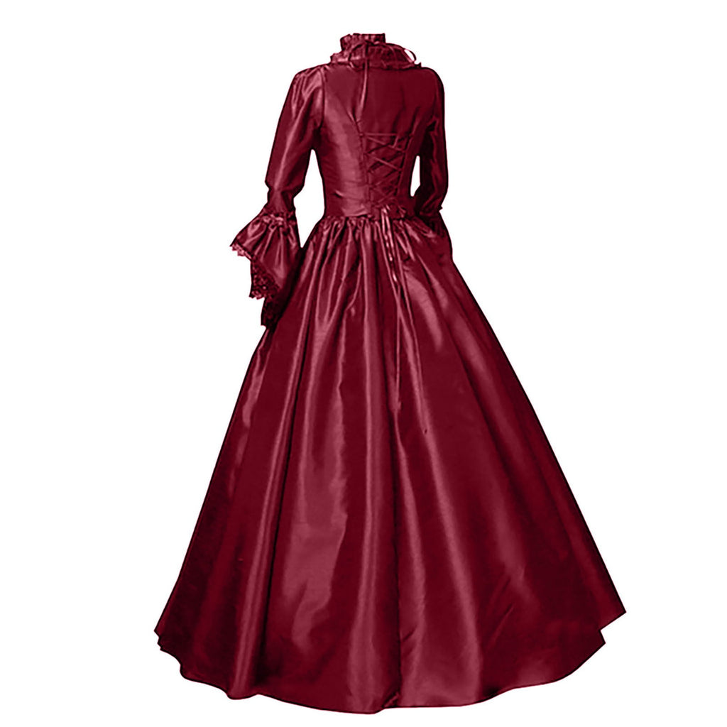 UPPADA Plus Size Victorian Dress for Women Lace Up Flare Sleeve Ball Gown with Corset Evening Party Maxi Gowns Vintage Cocktail Dress Wedding Dresses Early