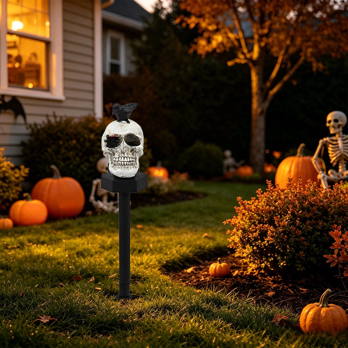 CRAGRSI Solar Halloween Skeleton Stake Lights Outdoor Skull Yard Lights Halloween Skeleton Garden Decor Black Solar Powered Waterproof for Yard, Lawn, Patio, Walkway, Garden, Halloween Outdoor Decor