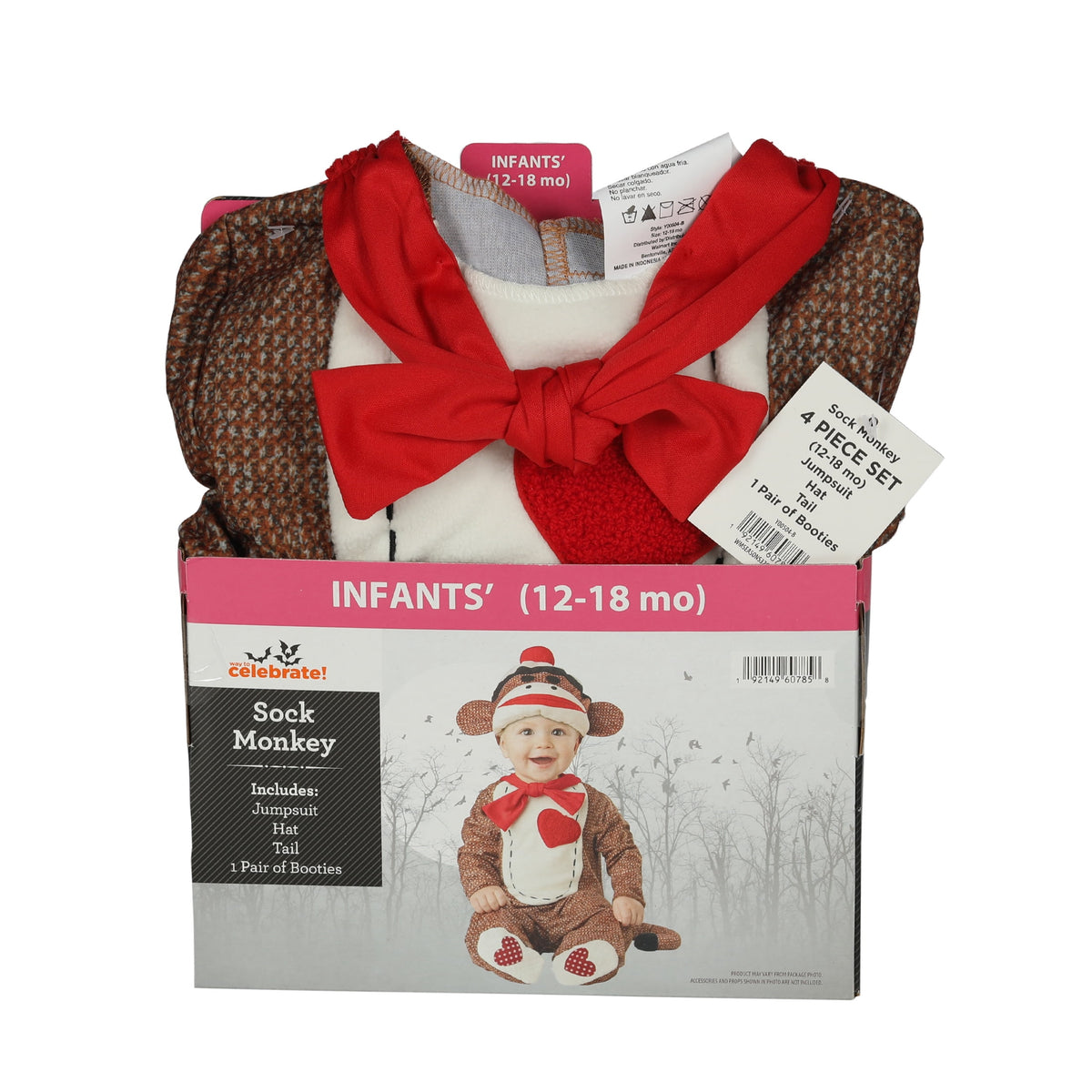 Sock Monkey Halloween Costume for Infant, Size 12-18M, by Way to Celebrate