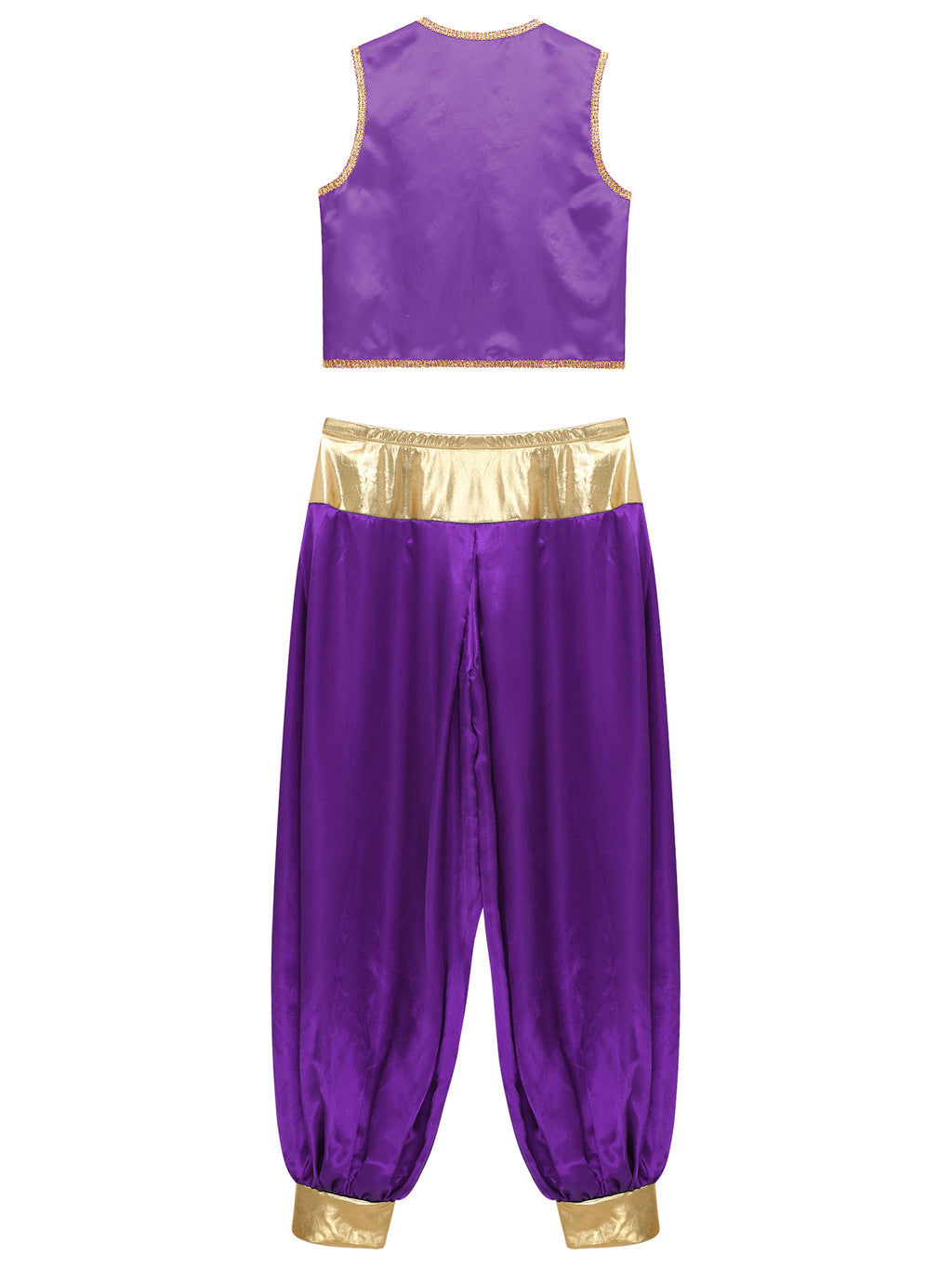 iiniim Mens Arabian Prince Costume Open Front Vest with Pants Halloween Show Fancy Dress up Outfit Royal Blue&Royal Blue S