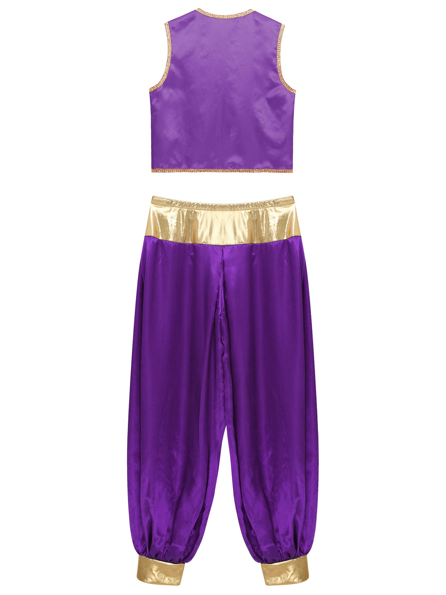 iiniim Mens Arabian Prince Costume Open Front Vest with Pants Halloween Show Fancy Dress up Outfit Royal Blue&Royal Blue S