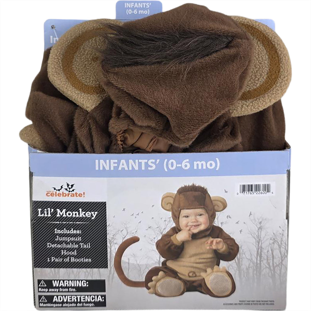 Lil Monkey Halloween Costume for Infant, Size 12-18M, by Way to Celebrate