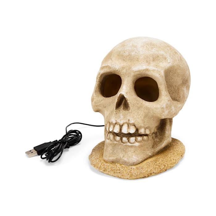 Petco Halloween LED Light-Up Skull Aquarium Decor White Large