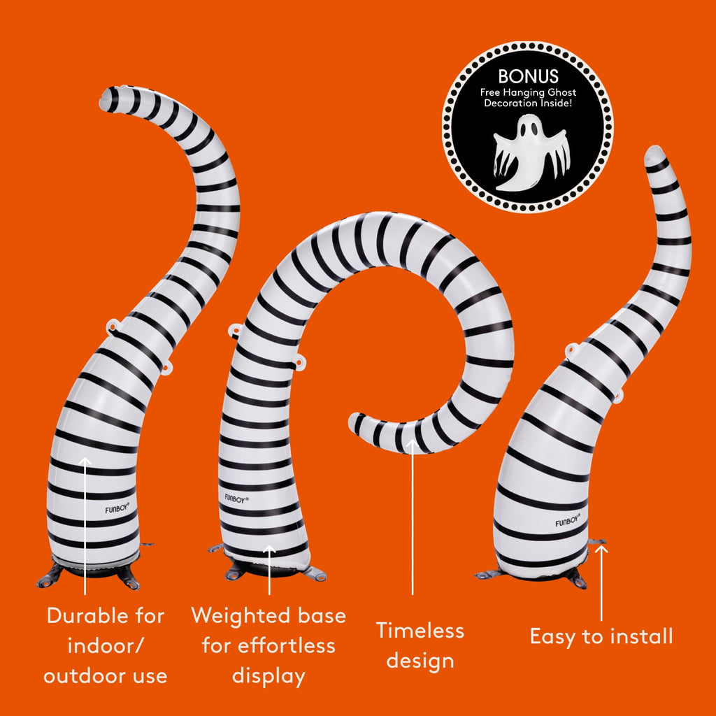FUNBOY Inflatable Halloween Lawn Snakes 3-Pack, Outdoor Decor with Bonus Ghost