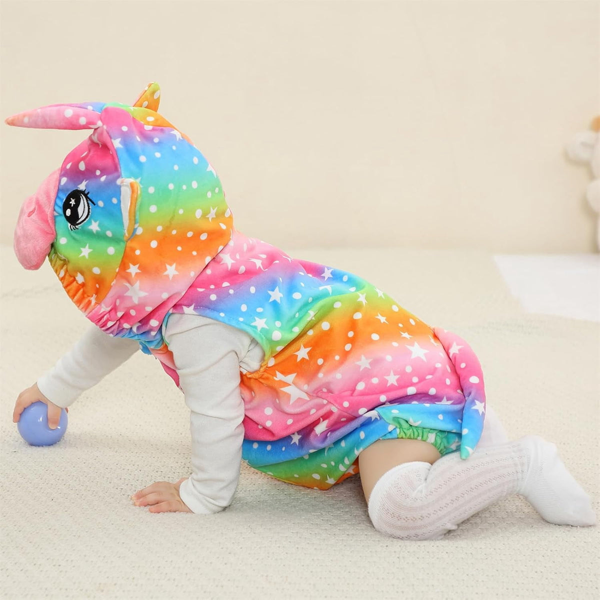 WIBACKER 0-24M Baby Boy Dinosaur Costume for Themed Parties and Halloween, Flannel Hooded Outfit Suit