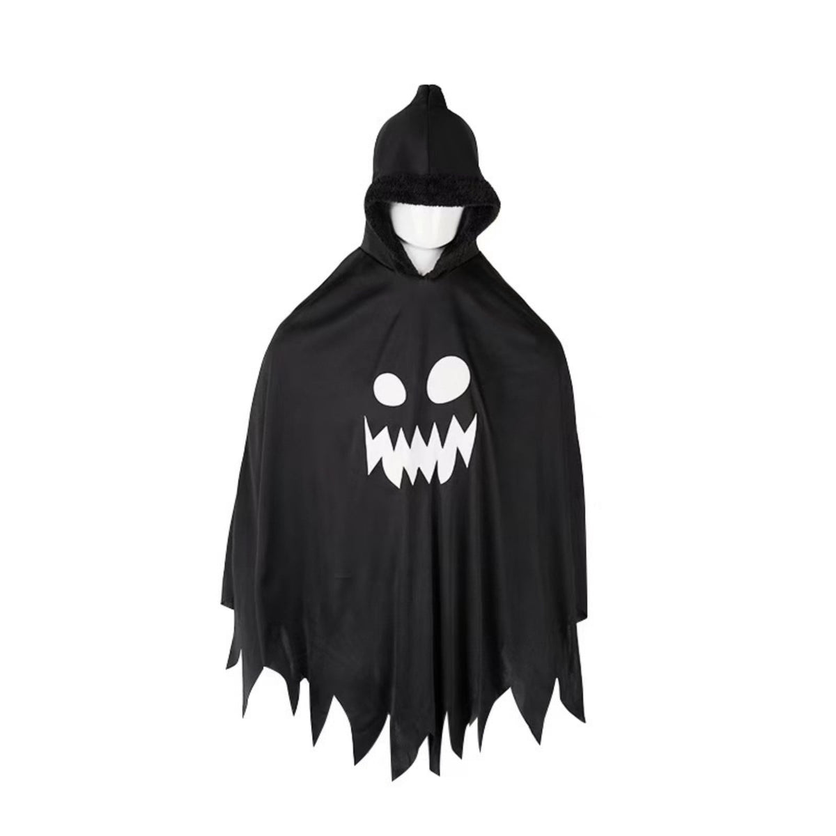 LIIPEE Kids Halloween Costumes Boys Girls Unisex Glow In The Dark Ghostface Graphic Cape Dress Up Clothes,4-6 Years