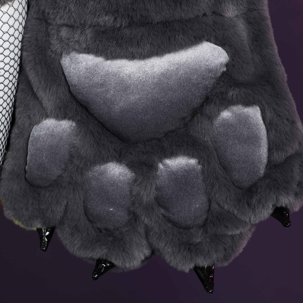 Women sexy Fluffy Hooded Bodysuit Halloween Deep V Kawaii One Piece Lingerie Rompers with Choker and Socks