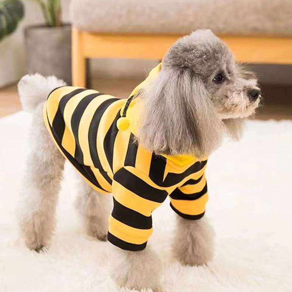 WILLED Pet Bee Halloween Costume, Dog Hoodies for Cats and Small Dogs, Holiday Cosplay Warm Clothes, Cute Puppy Christmas Outfits