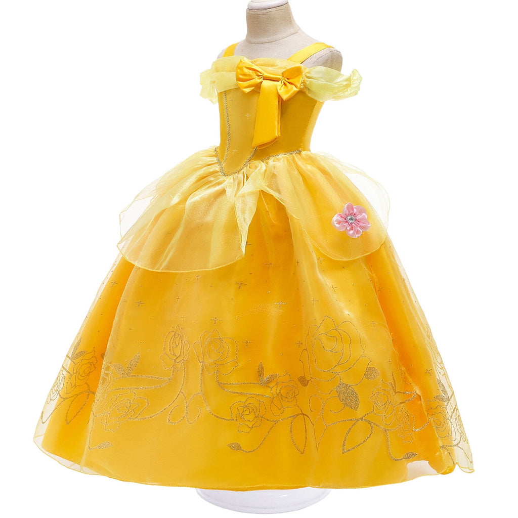 HAWEE Princess Dress up Birthday Party Fairy Yellow Costume for Toddler Girls