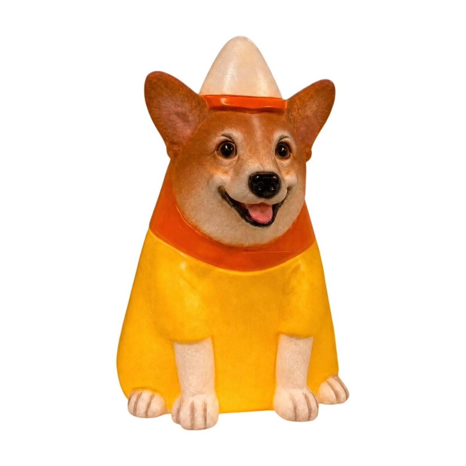 Halloween Dog Greeter - Frenchie 7.9in Resin Witch Dog with Light-Up Pumpkin, Spooky Fall Decor, Indoor Outdoor Tabletop Decoration