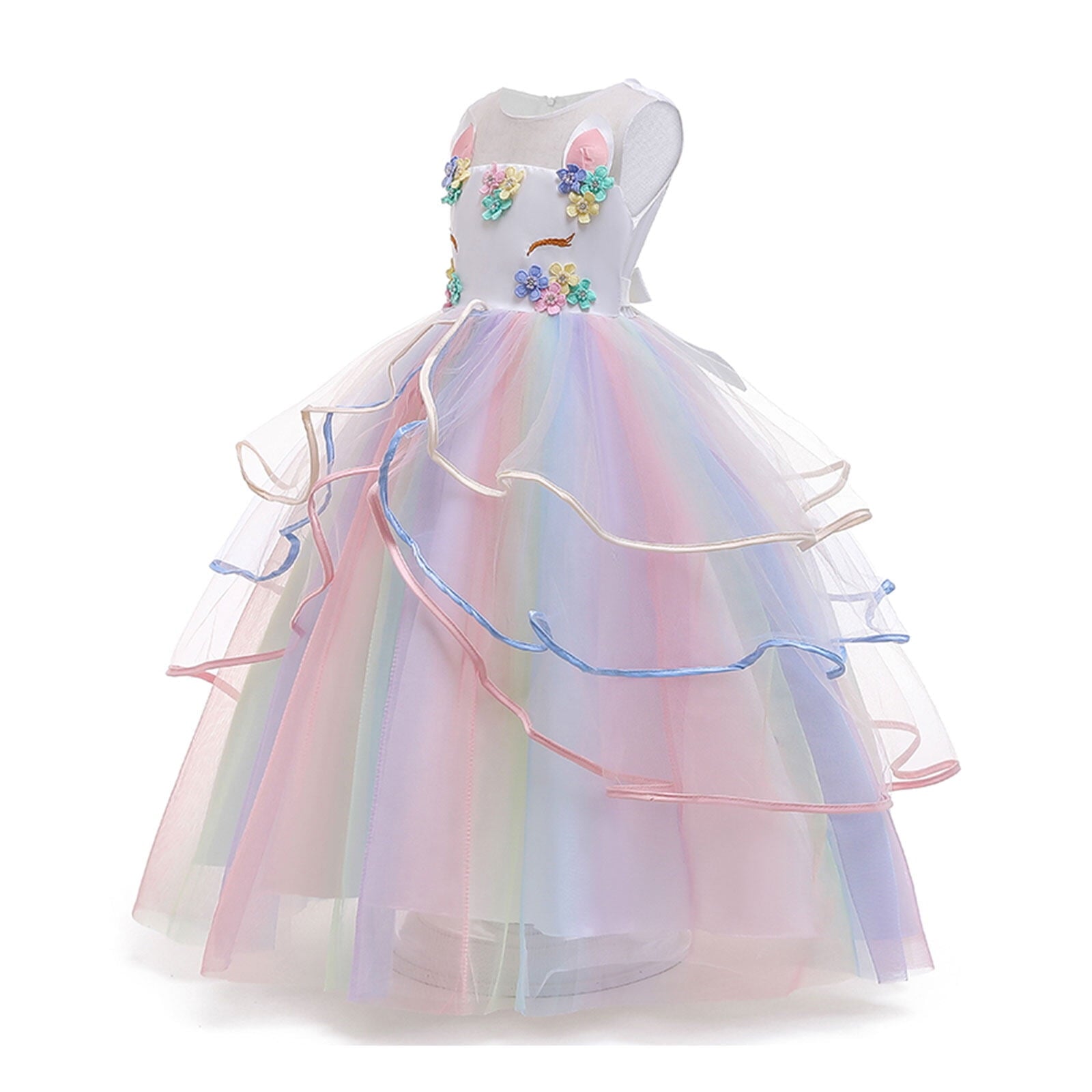 HAWEE Princess Girl Dress Long Tulle Gown Flower Girls Unicorn Dress