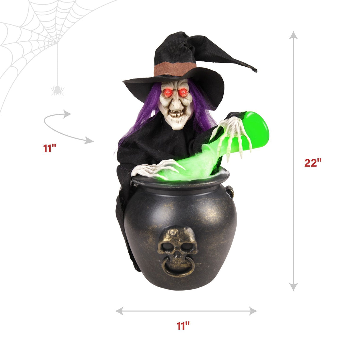 Witch Pouring Potion Halloween Animatronic with Red & Green LEDs, 1.8-Ft, by Haunted Hill Farm