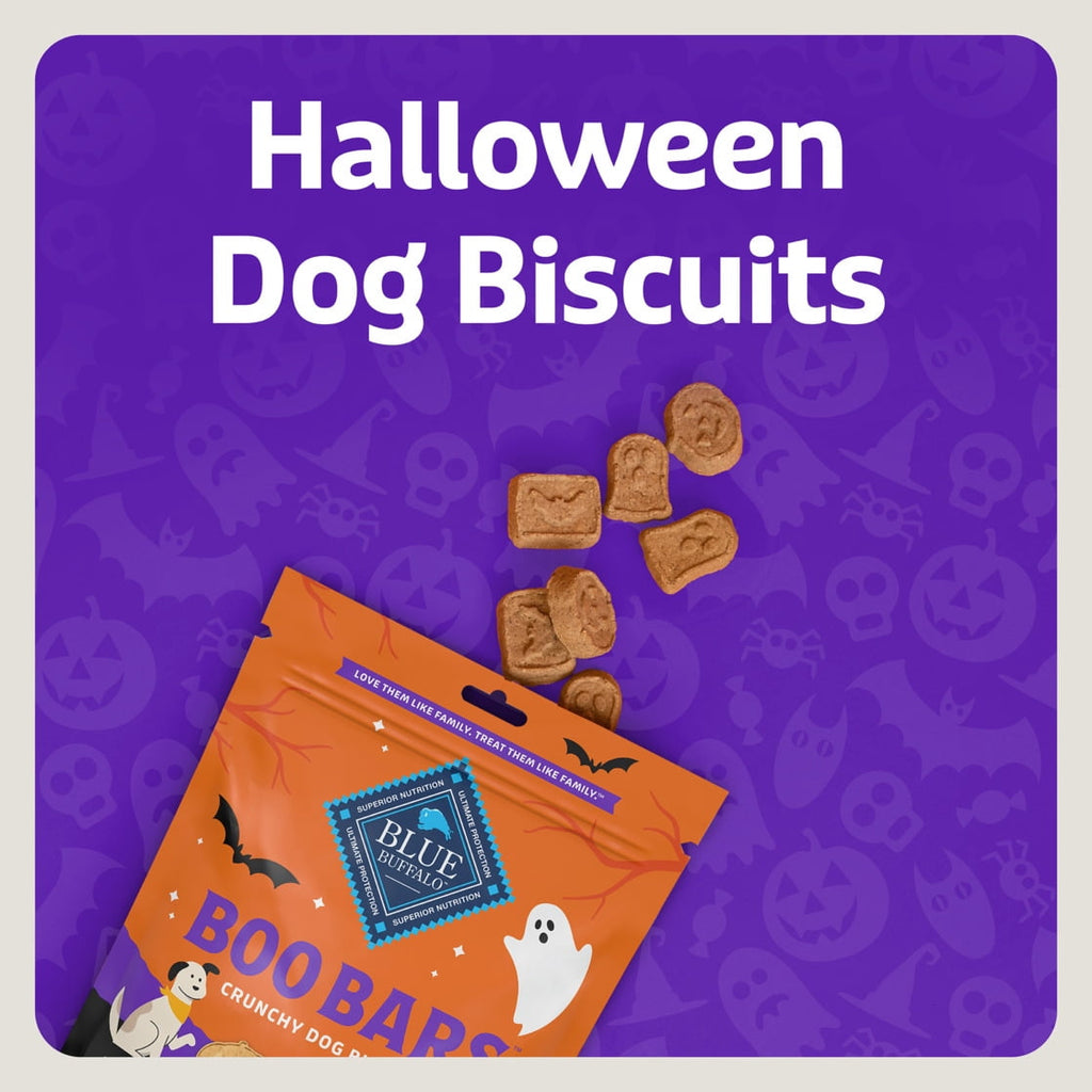 Blue Buffalo Boo Bars Crunchy Halloween Dog Biscuits Pumpkin & Cinnamon Recipe 11-oz Bag