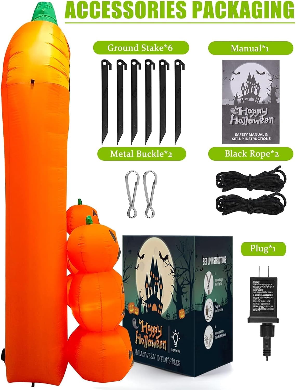 Kalolary 9.5ft Halloween Inflatable Pumpkin Arch with LED Lights - Outdoor/Indoor Yard Decoration for Halloween Party & Home