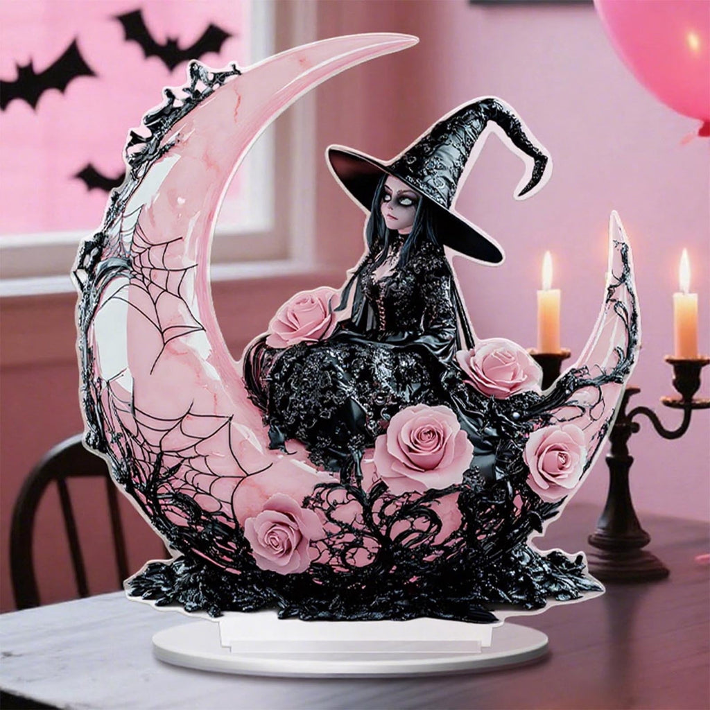 PEIBang Halloween Witch 2D Acrylic Decor,Halloween Tabletop Centerpiece for Living Room Home Party Decorations