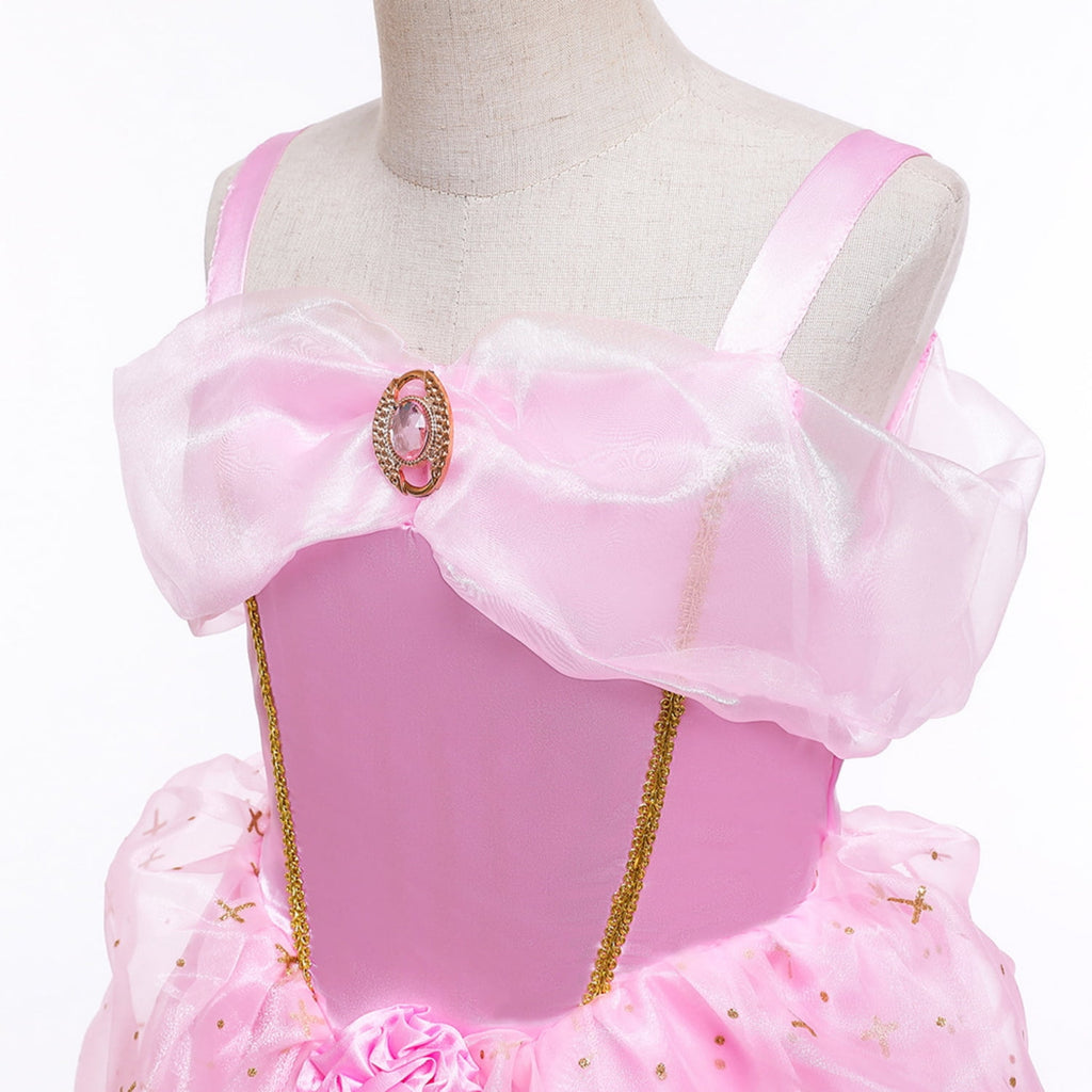 LOEL Girls Princess Dress Fairy Pink Dress Christmas Birthday Dress Up