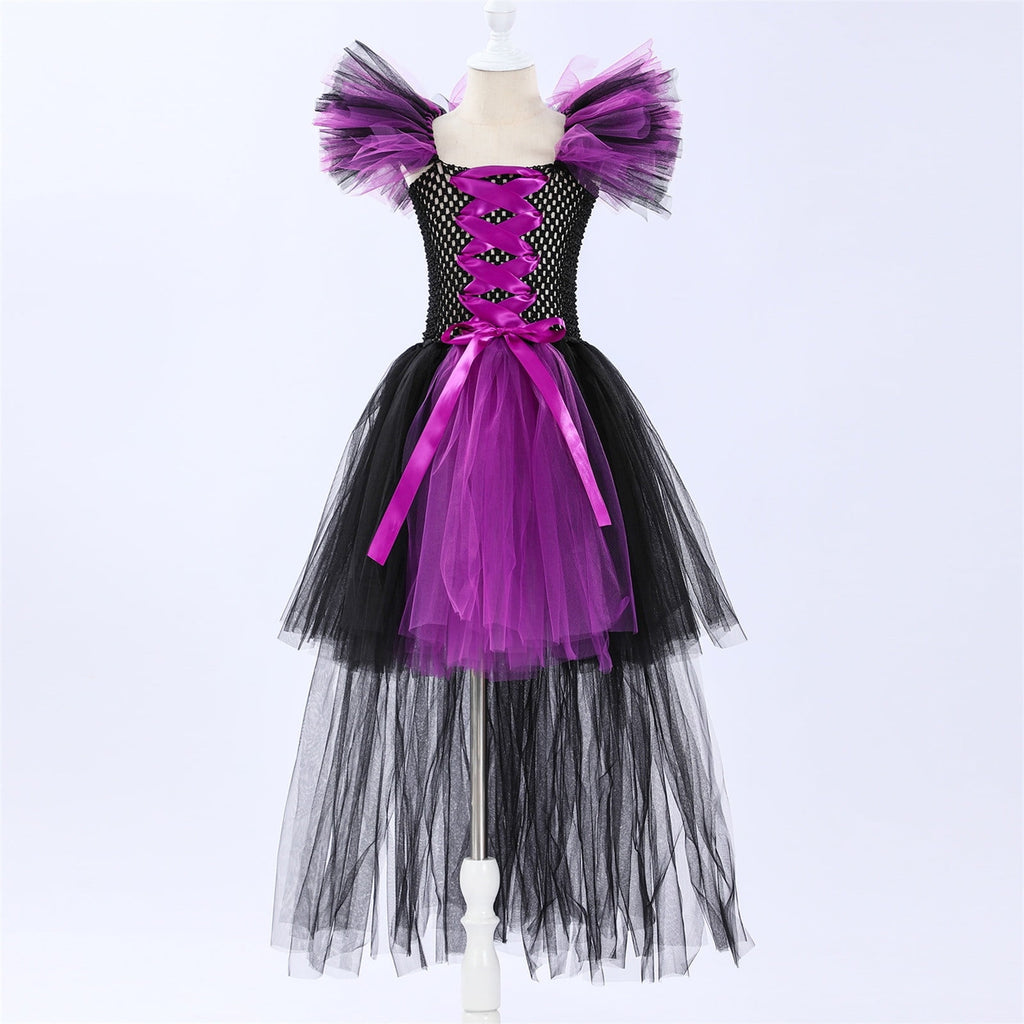 HNMKIU Halloween for Girls Toddler Kids Baby Girls Magnificent Witch Halloween Black Gown Fancy Dress Up Cosplay Party Tutu Dress Dresses E - 18-24 Months