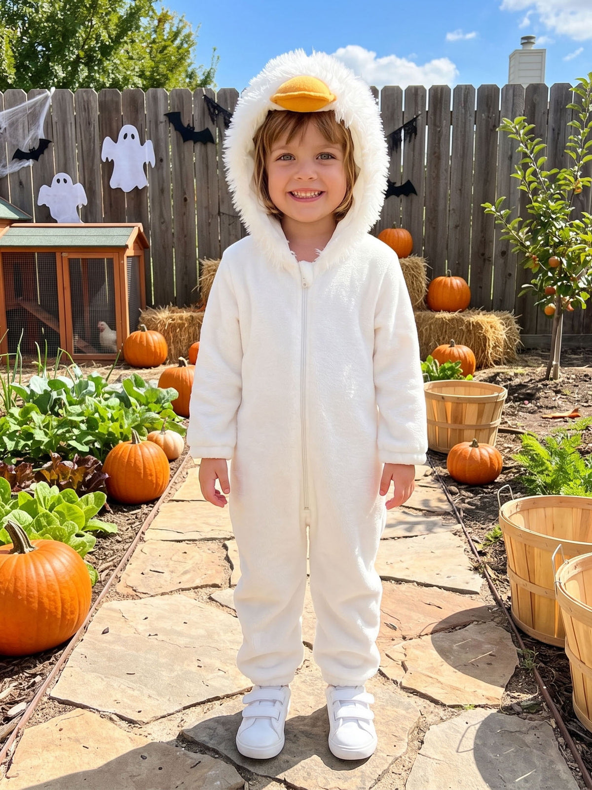 RUINIXCW Toddler Baby Girl Boy Halloween Chick Costume Cosplay Outfit Infant Fall Winter Clothes Snowsuit Fleece Jumpsuit Long Sleeve Hooded Romper