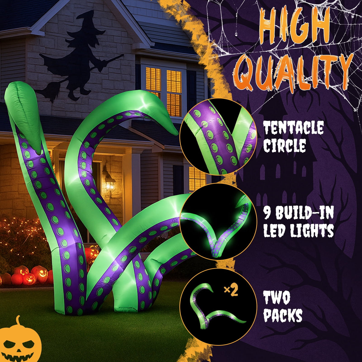 Zimtown 7 FT Halloween Inflatables Cape Octopus 2 Pack Giant Octopus Tentacles Halloween Decoration Outdoor