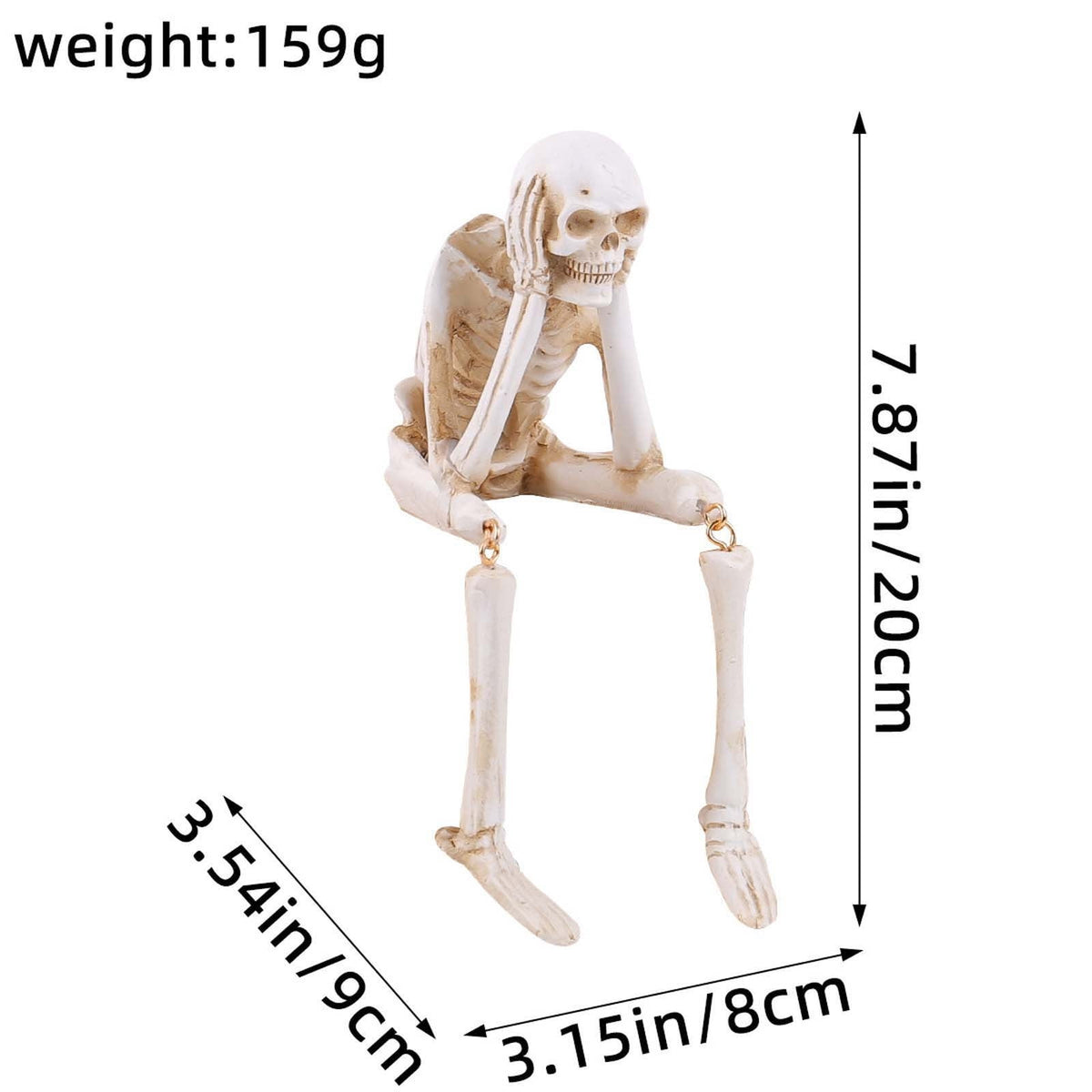 Halloween Decor Skeleton Statue Figurines Skull Decor See No Evil Hear No Evil Speak No Resin Skeleton Shelf Sitters Sitting Figurines for Home Kitchen Party Decor Table Ledge Edge Decorative (C)
