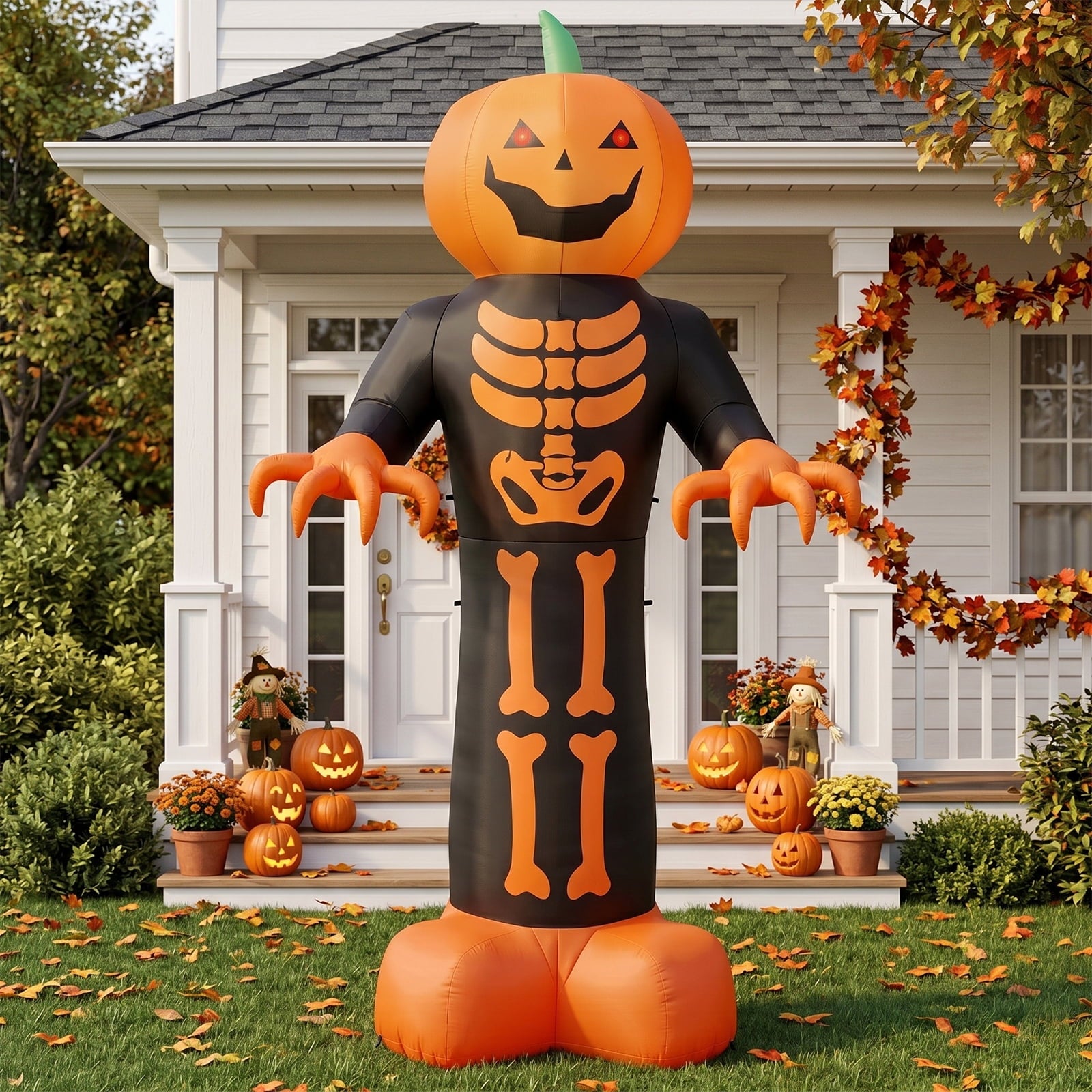 Zimtown Zimtown 12 FT Halloween Inflatable Pumpkin with 3D Glowing Skeleton Chest