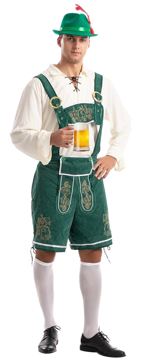 Joyfy Men's German Bavarian Oktoberfest Costume Set, Beer Costume Hat for Adults Halloween Fancy Dress Costumes and Beer Festival
