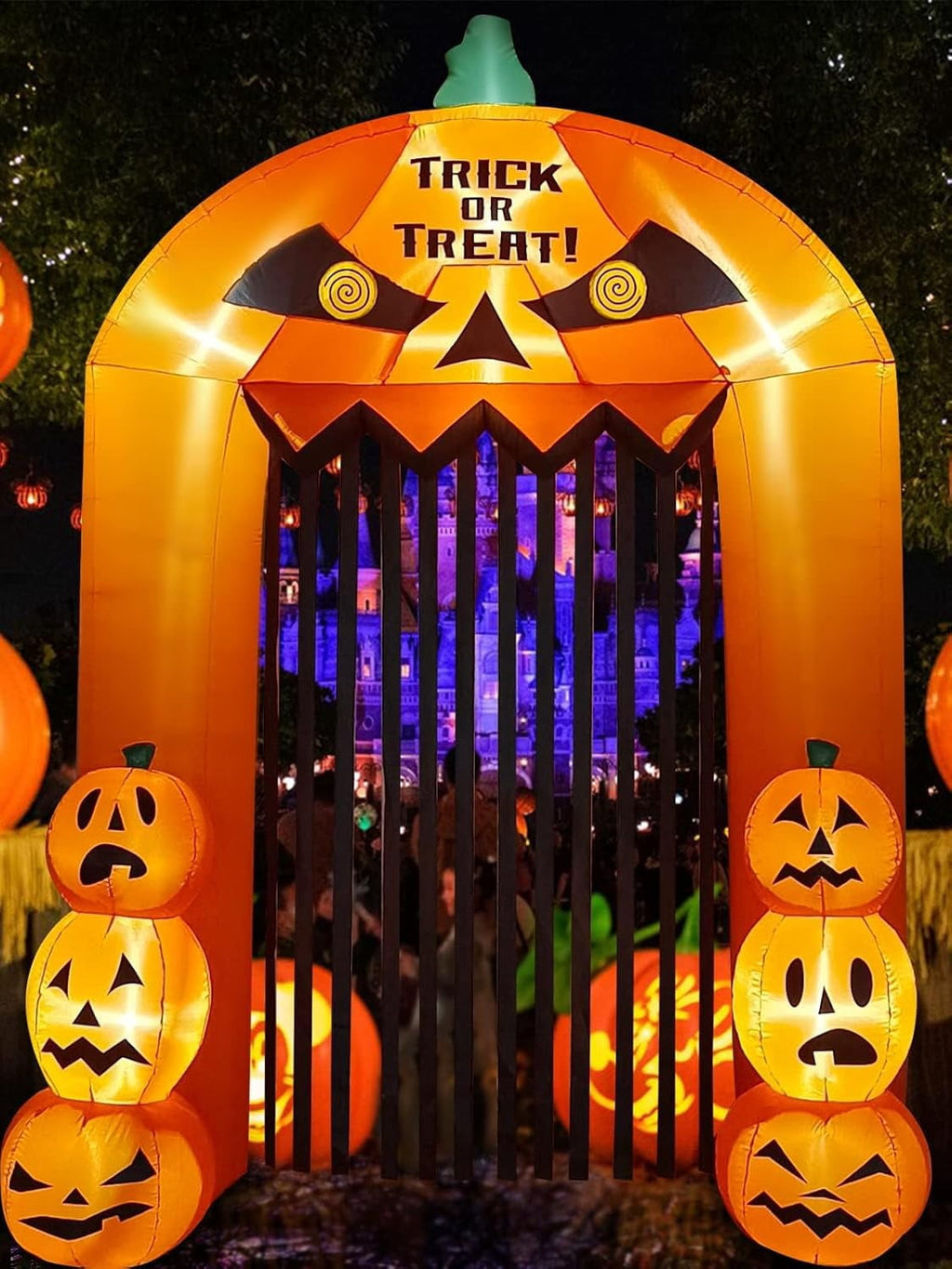 Kalolary 9.5ft Halloween Inflatable Pumpkin Arch with LED Lights - Outdoor/Indoor Yard Decoration for Halloween Party & Home