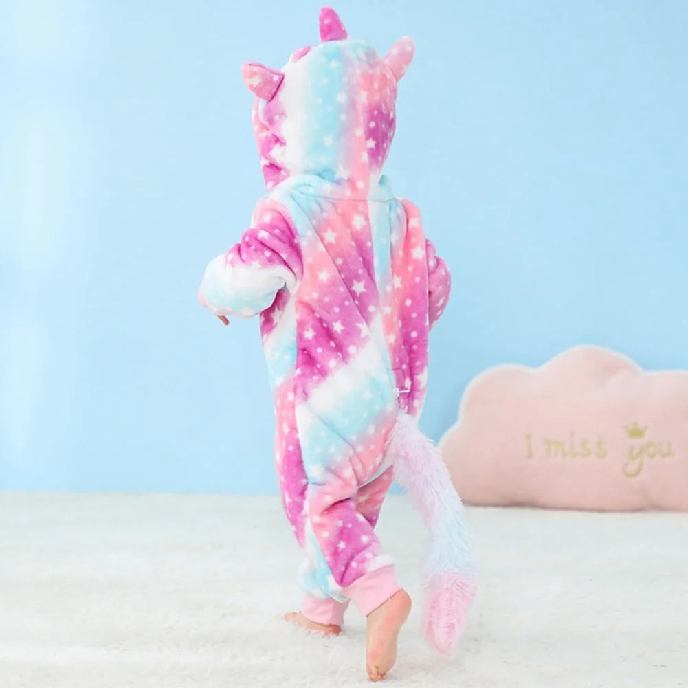 WIBACKER 0-3T Unisex Baby Animal Costume Winter Autumn Flannel Hooded Romper Christmas and Halloween Dinosaur Cosplay Jumpsuit