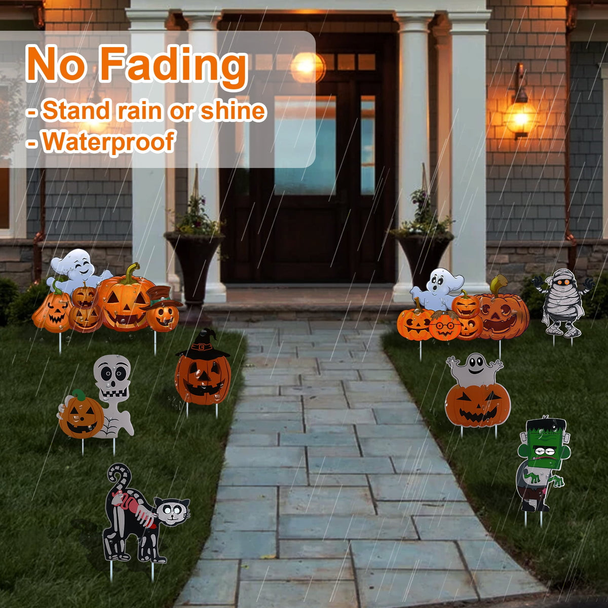 2Sets Halloween Yard Lawn Stakes Cute Pumpkin Yard Sign Vintage for Halloween Garden Decorations Outdoor