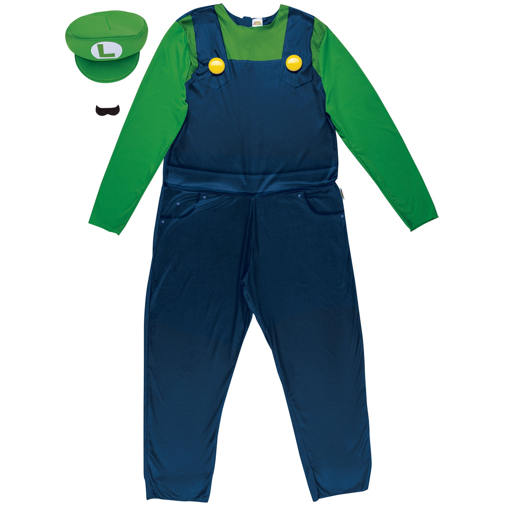 Nintendo Super Mario Bros. Luigi Halloween Costume for Adults, Mens Size XL (40/42), by Disguise