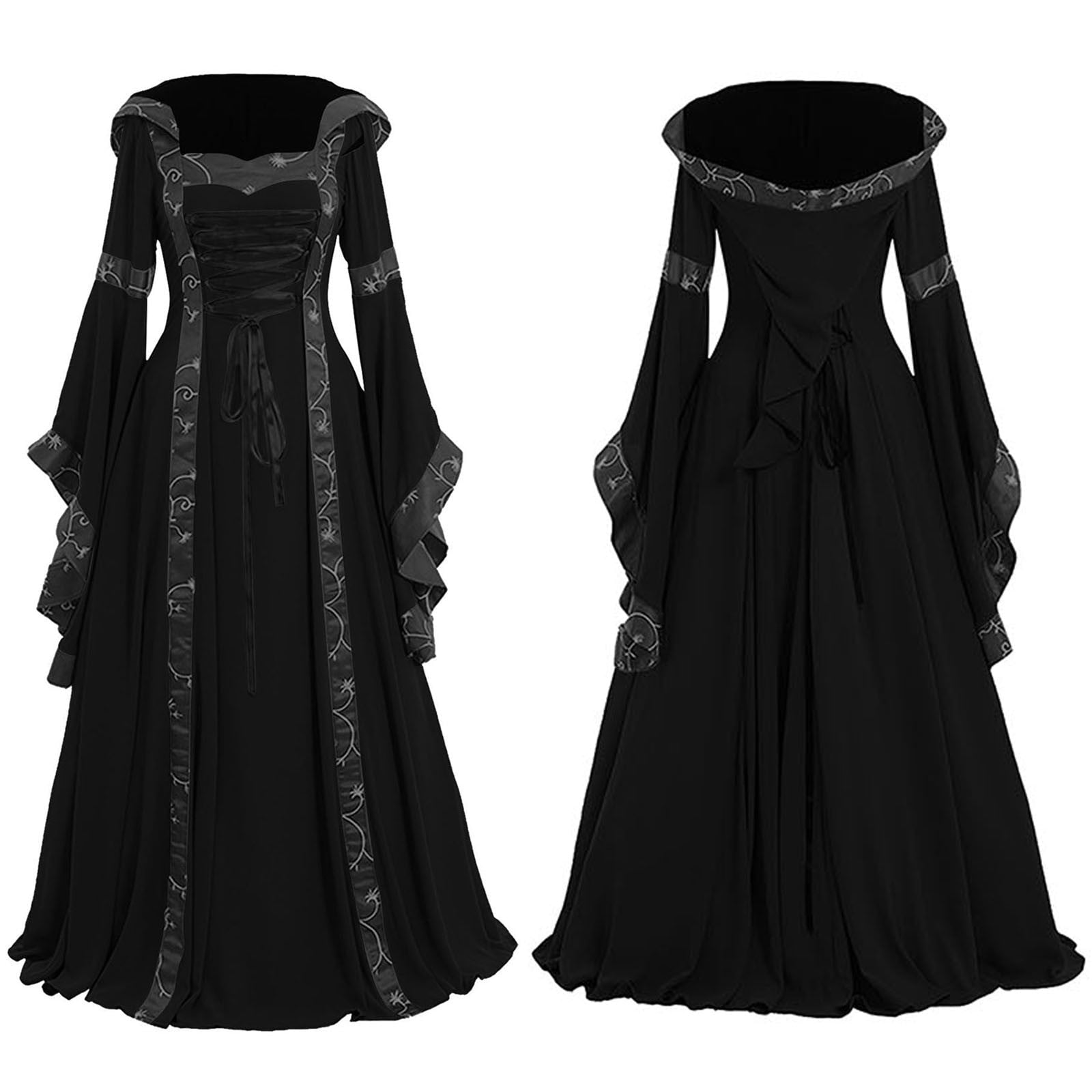 LYXSSBYX Womens Long Sleeve Dresses Clearance Renaissance Dress Medieval Costume Women Festival Costumes Midevil Gothic Gown