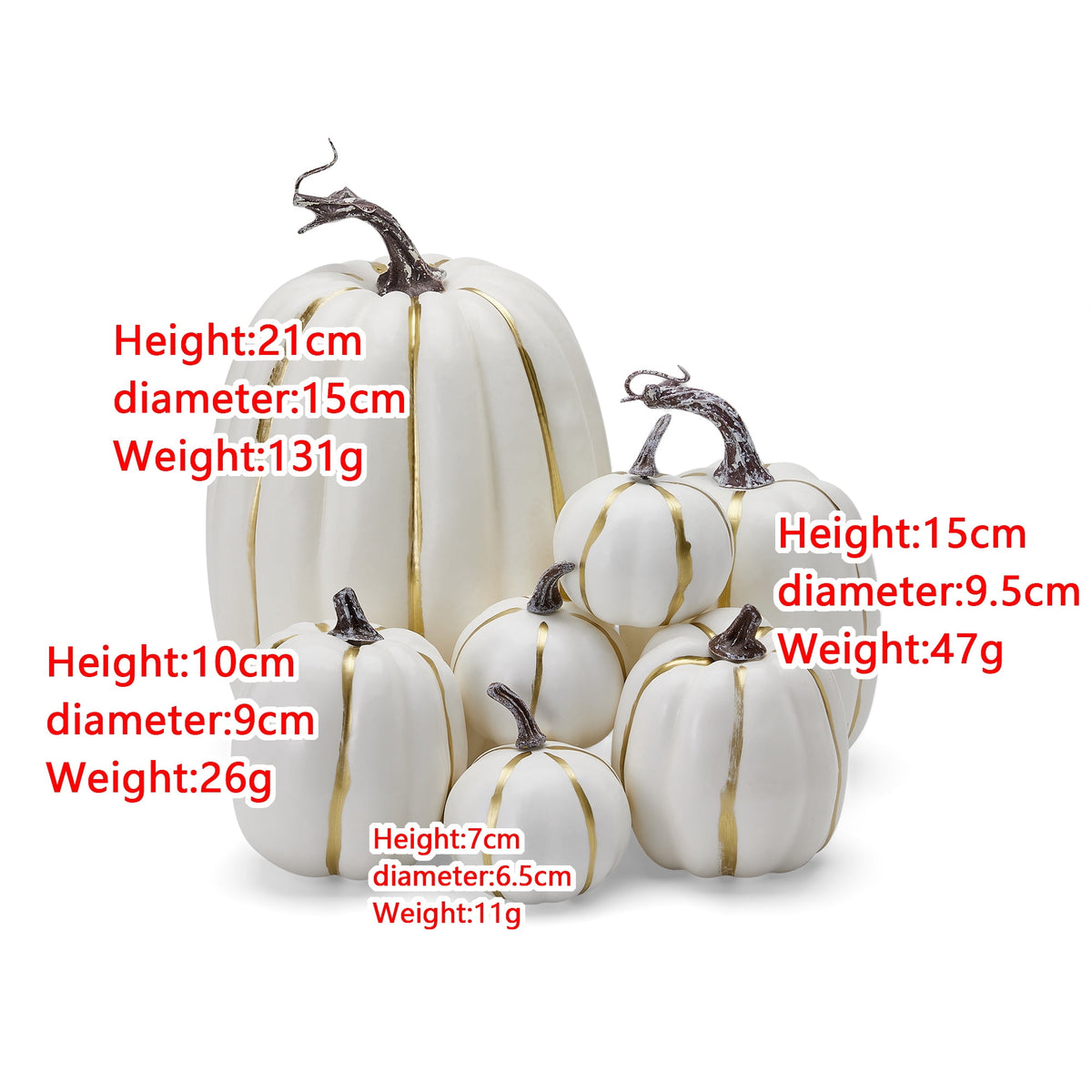 Xsylife 7Pcs Assorted Sizes Halloween Pumpkin Model Artificial Craft Fall Harvest Thanksgiving Decoration