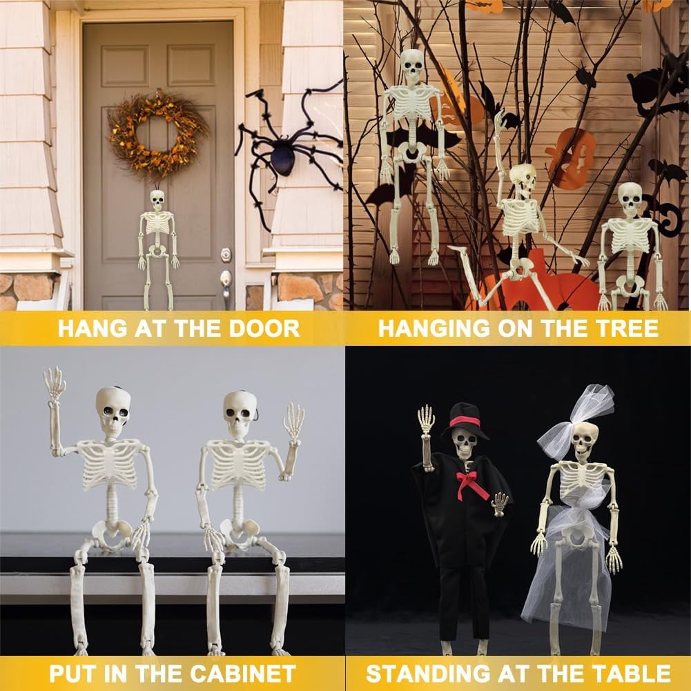 Ayieyill 2pcs Skeleton and Dog Skeleton Halloween Decorations Posable Skeletons Halloween Decorations Indoor Outdoor