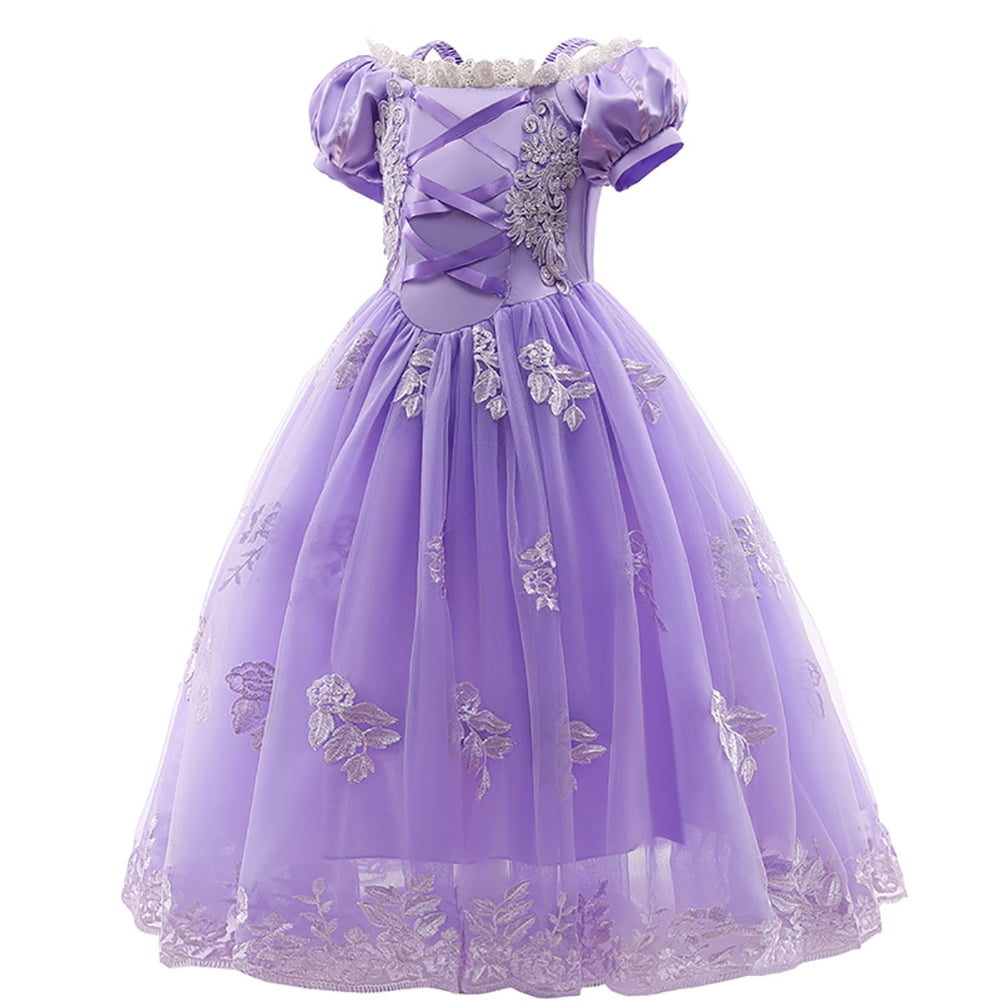 IBTOM CASTLE Little Girls Princess Halloween Cosplay Outfits for Kids Party Fancy Dress up Long Evening Gown 4-5 Years Cinderella Blue
