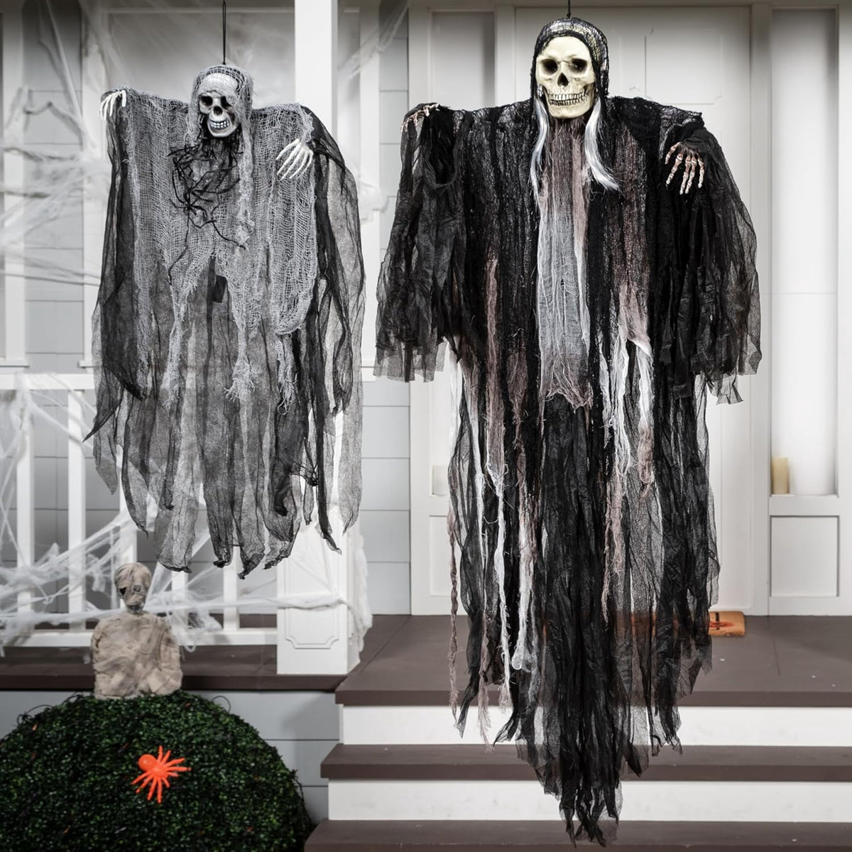 Joyfy 3 Pack Halloween Hanging Ghosts,Scary Skeleton Ghosts Grim Reapers Decorations for Halloween Indoor Outdoor Yard Home Decorations