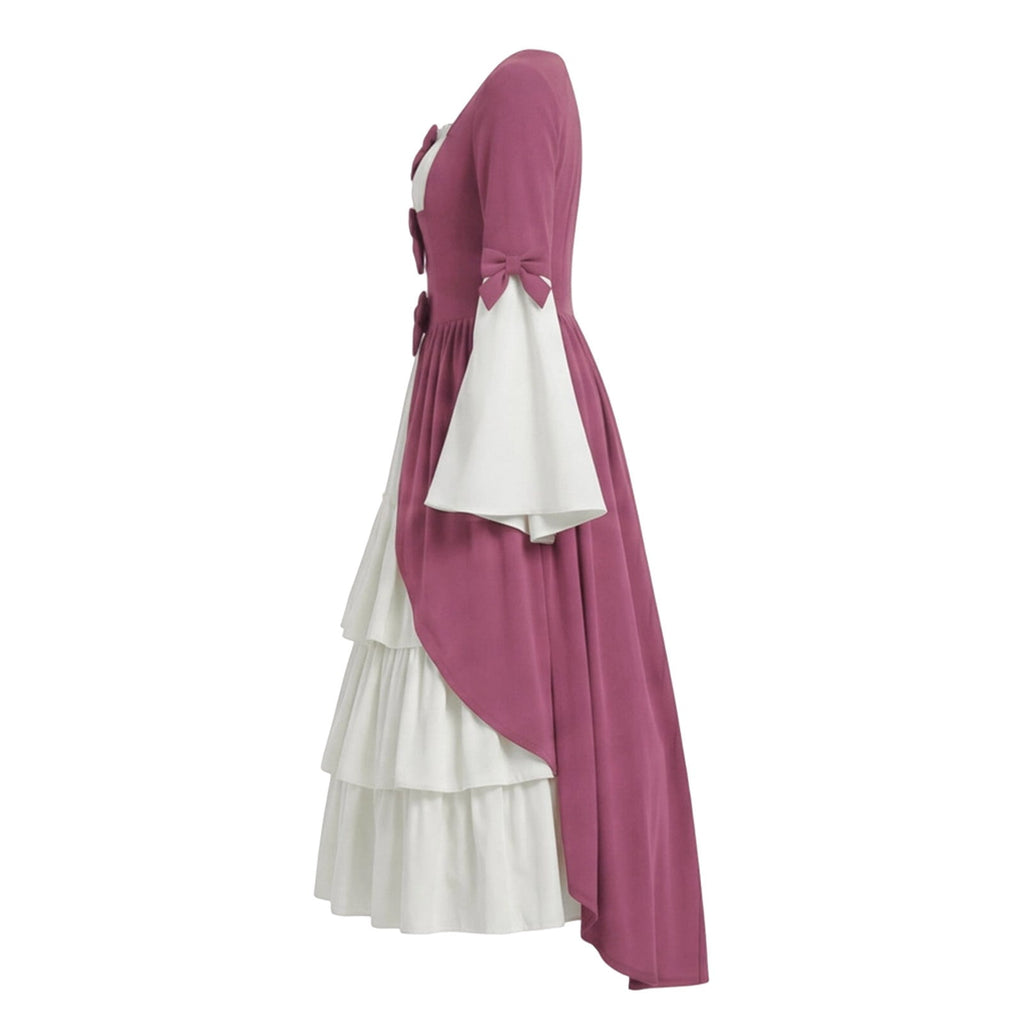 Gothic Dresses for Women Medieval Renaissance Halloween Costume Lace Up Corset High Low Ruffle Hem Square Neck Vintage Gown