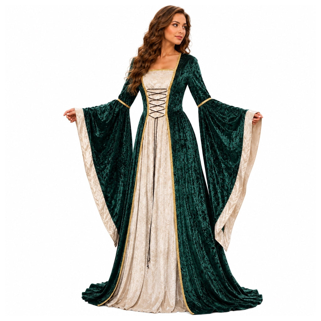 Witch Dress for Women Costume Halloween Vampire Dress 2026 Gothic Witch Costume Women Renaissance Medieval Velvet Outfit Cosplay Party White S