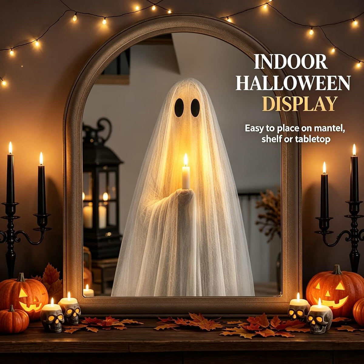 Clearance Martha Ghost Mirror! Halloween Decorations Indoor Gifts, LED Ghost Mirror Hologram,Spooky Gothic Decor,Haunted Mirror Halloween Decorations,Vintage Wall Decor for Living Room Fireplace