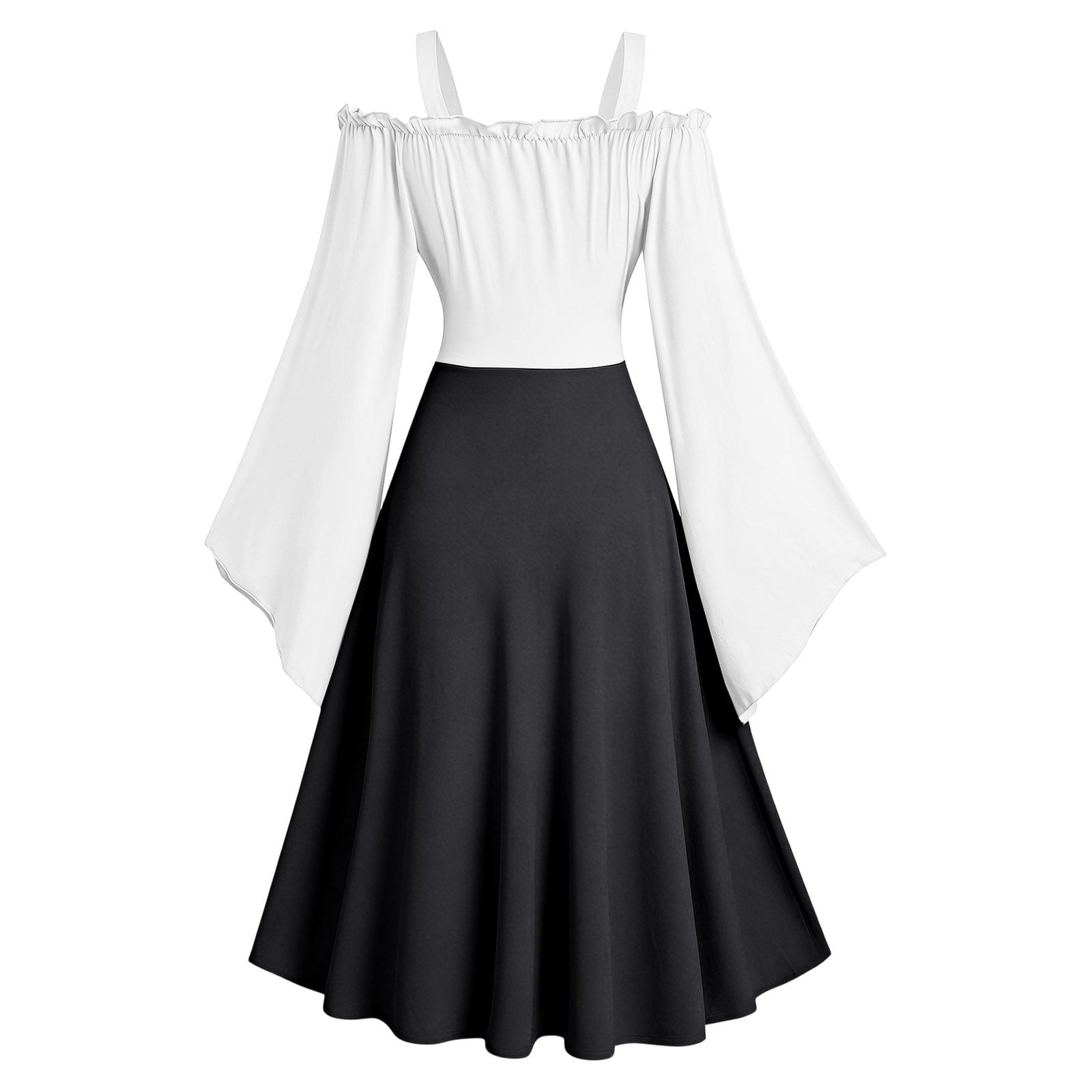 Gothic Dresses for Women Medieval Renaissance Halloween Costume Lace Up Corset High Low Ruffle Hem Square Neck Vintage Gown