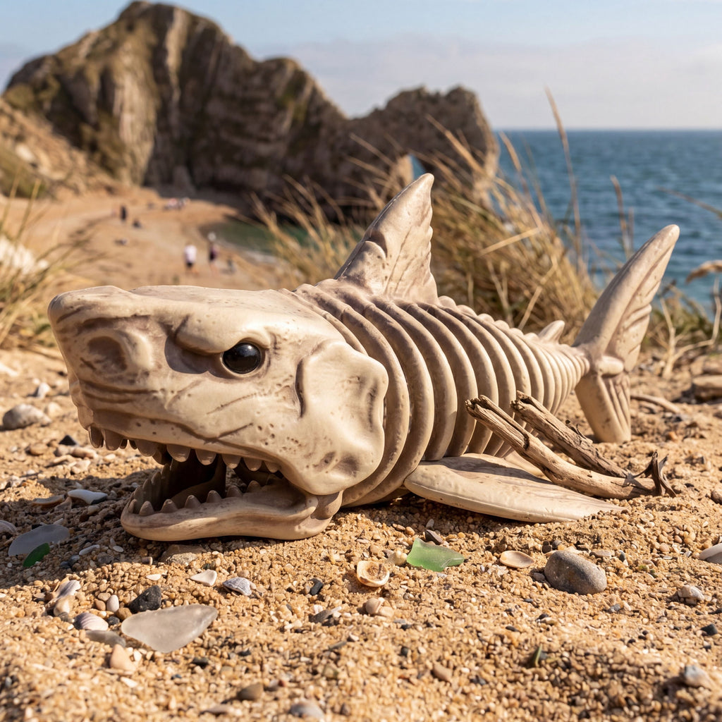 Joyfy Halloween Skeleton Fish Skeleton Halloween Decor,Plastic Skeleton with LED Eye for Halloween Decoration Outdoor Haunted House Party