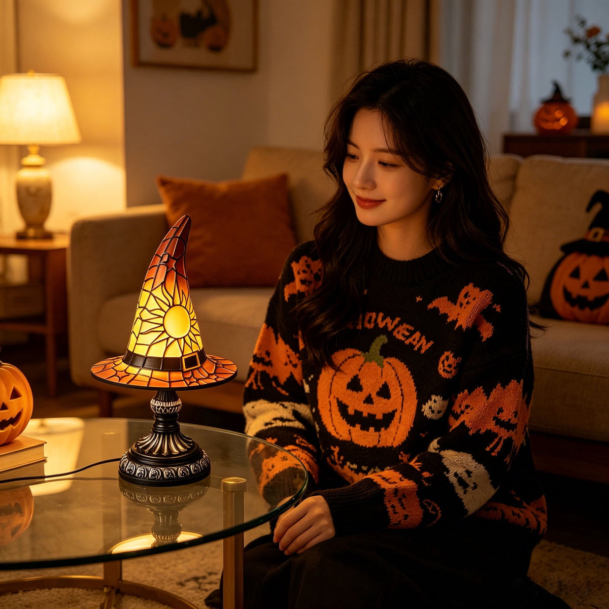 YZEGDCH Halloween 3D Ghost Campfire Flickering Night Light 2 Funny Roasting Marshmallows at Campfire LED Electric Faux Flameless Campfire Nightlight Funny Halloween Decor